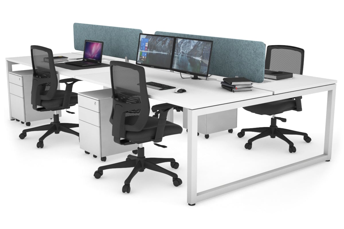 Quadro Loop Legs 4 Person Office Workstation - 1800L x 800W with Cable Management Scallop - Ideal for Collaborative Workspaces & Open Office Environments