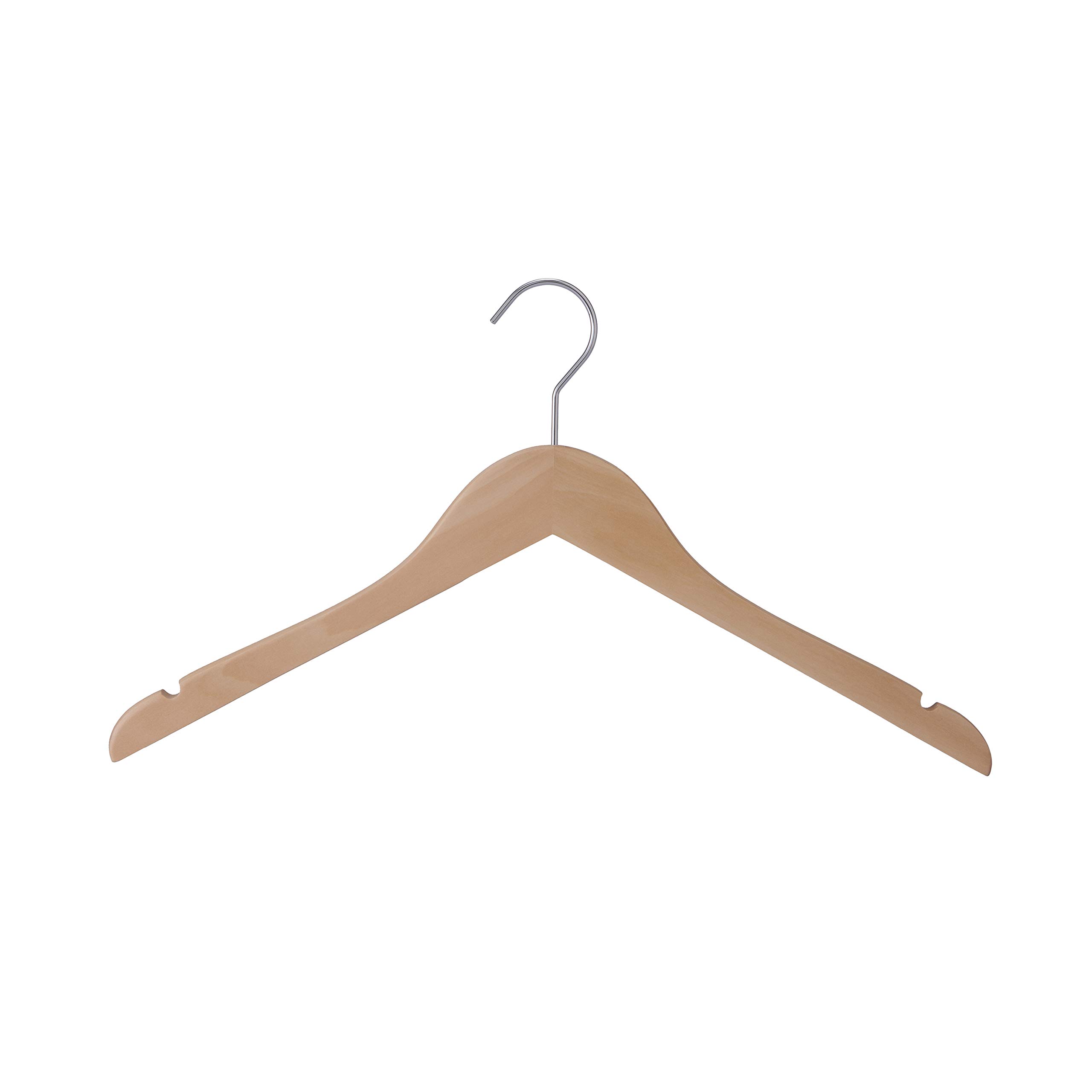 Premium Natural Wooden Shirt Hangers - 17 Inch Closet Organizers (Pack of 10) | Ideal for Wardrobe, Closet & Travel Use