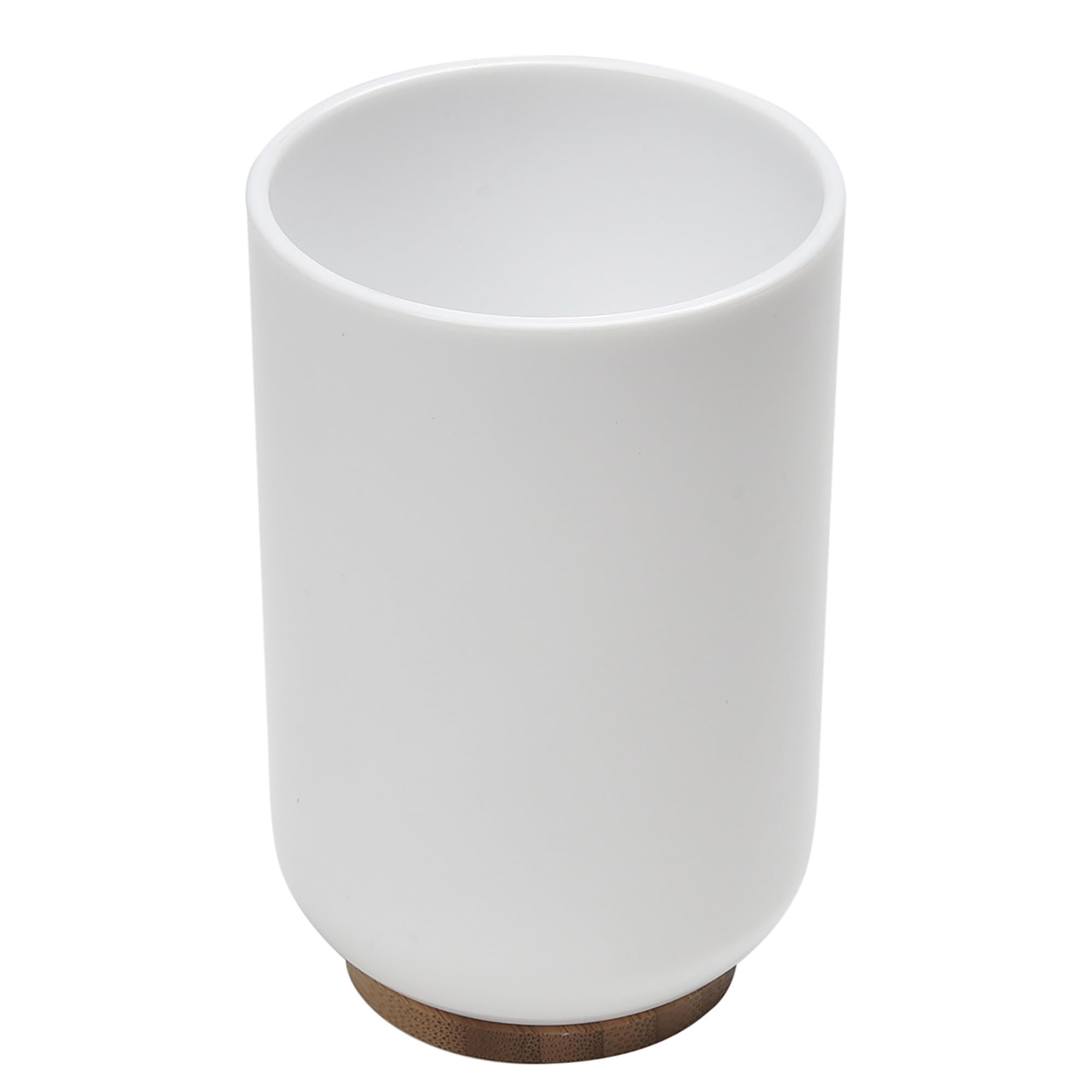 Bamboo White Padang Vanity Bathroom Tumbler Cup - 10 oz Toothbrush Holder & Organizer - Eco-Friendly Bathroom Storage for Countertop, Sink, or Vanity - Perfect for Toothbrushes, Makeup Brushes, and Cotton Swabs