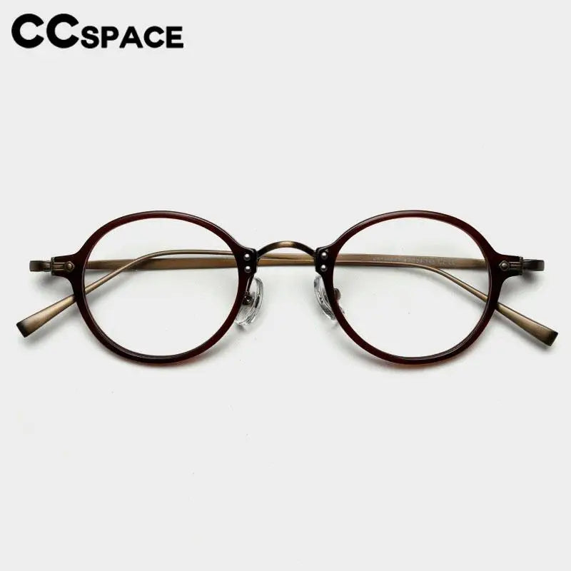CCspace Unisex Full Rim Small Round Acetate Eyeglasses 57268 - Lightweight & Durable Frame for Reading, Computer Use & Everyday Wear