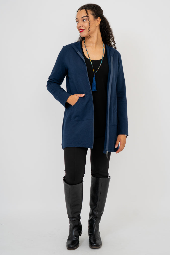 Premium Cortes Jacket - Soft Indigo Bamboo Fleece for Men & Women | Cozy Outdoor & Casual Wear for Hiking, Travel & Everyday Comfort