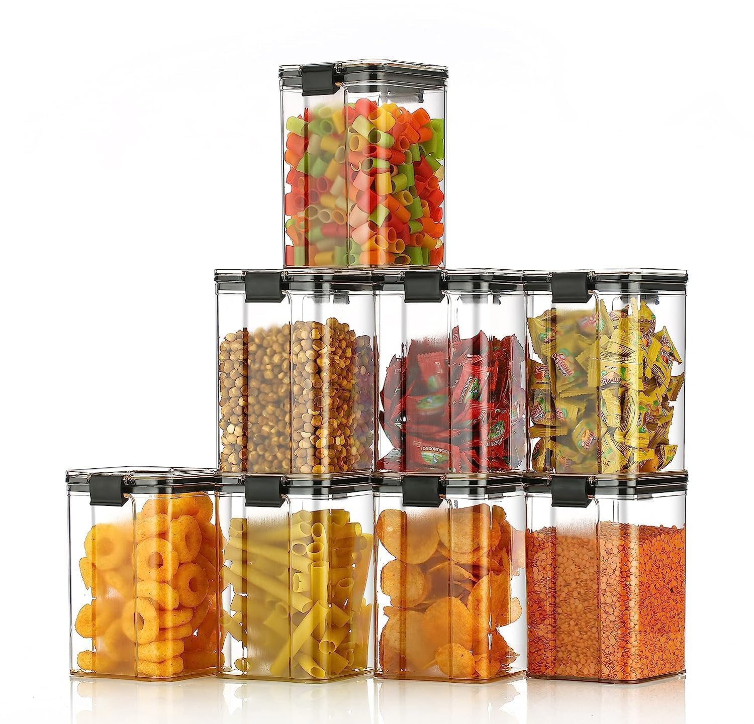 Rylan 8-Piece Airtight Kitchen Storage Containers Set (1100ml) - BPA-Free Food Storage for Pantry, Flour, Sugar & Meal Prep - Ideal for Home, Office & Dorm Organization