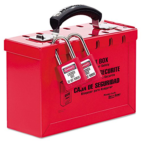 Master Lock 498A Latch Tight Portable Lock Box - Secure Storage for Keys, Cash & Valuables - Ideal for Travel, Home & Outdoor Use (Red)