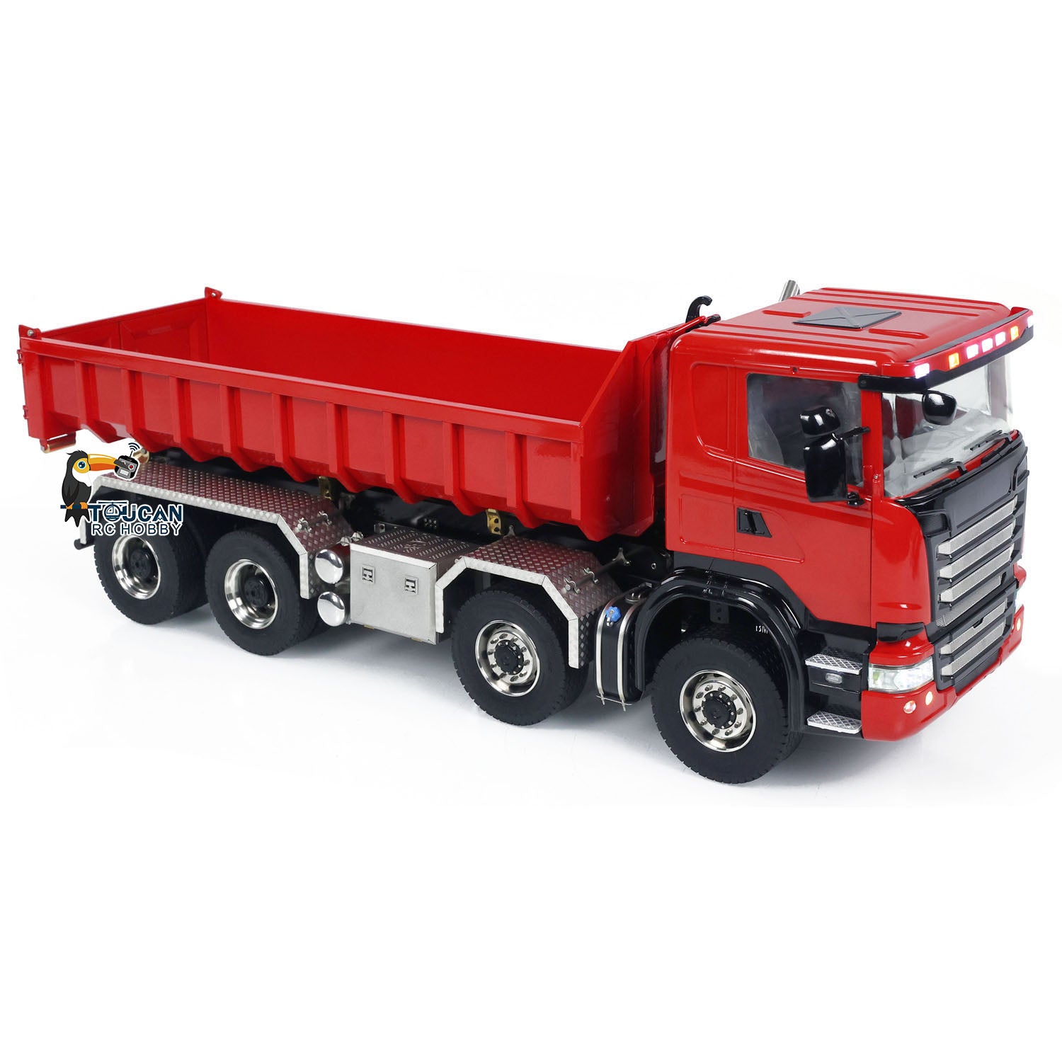 1/14 Scale 8x8 RC Hydraulic Dump Truck with 3-Speed Transmission, Differential Lock Axles & Powerful Motor - Remote Control Construction Vehicle for Off-Road Play, Sandbox Toys, and Construction Site Simulation