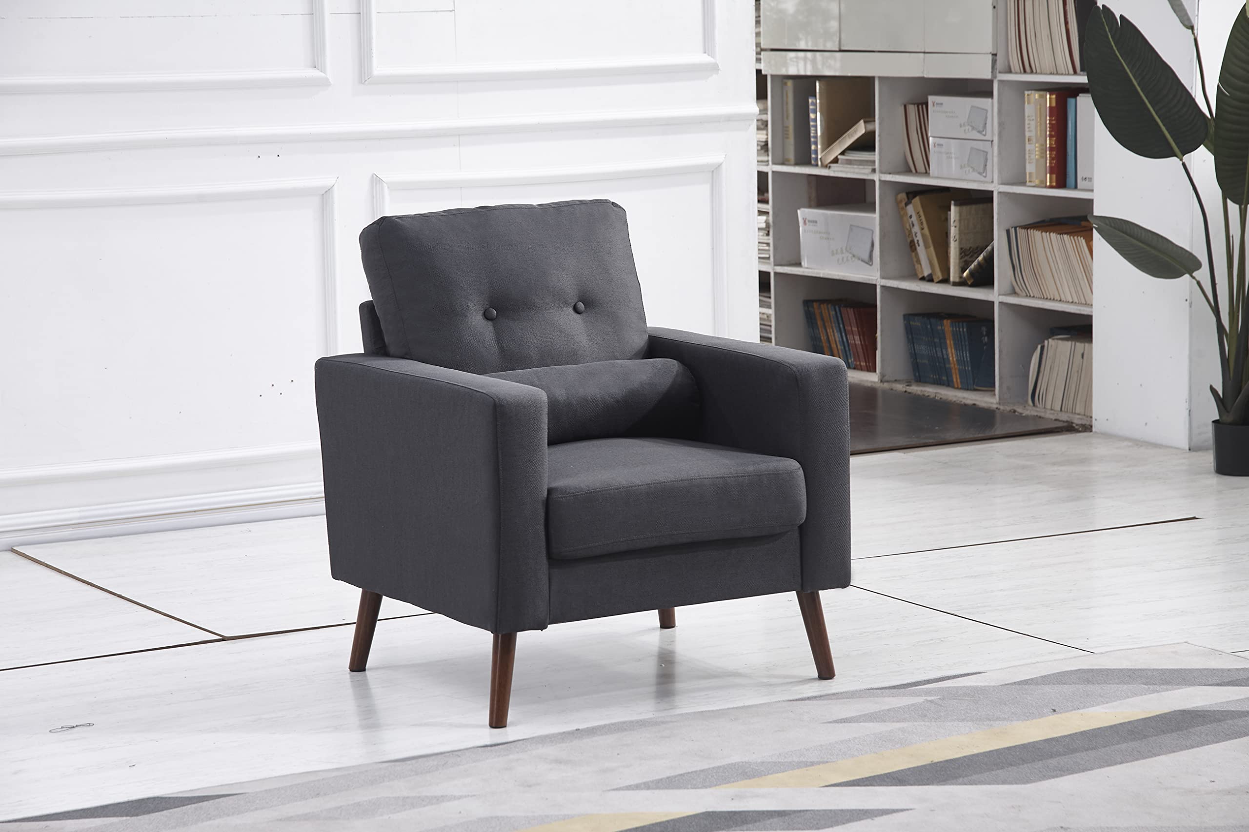 Mid Century Modern Loveseat Sofa - Button Tufted Upholstered Love Seat Couch for Living Room, Dark Grey - Perfect for Small Spaces, Apartments & Cozy Home Decor