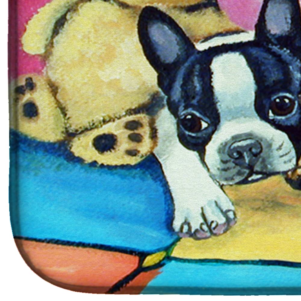 Caroline's Treasures Absorbent Dish Drying Mat for Kitchen Counter - 14 x 21 Inch Multicolor Non-Slip Drainer Pad | Perfect for Multiple Dog Breeds Lovers & Kitchen Counter Protection