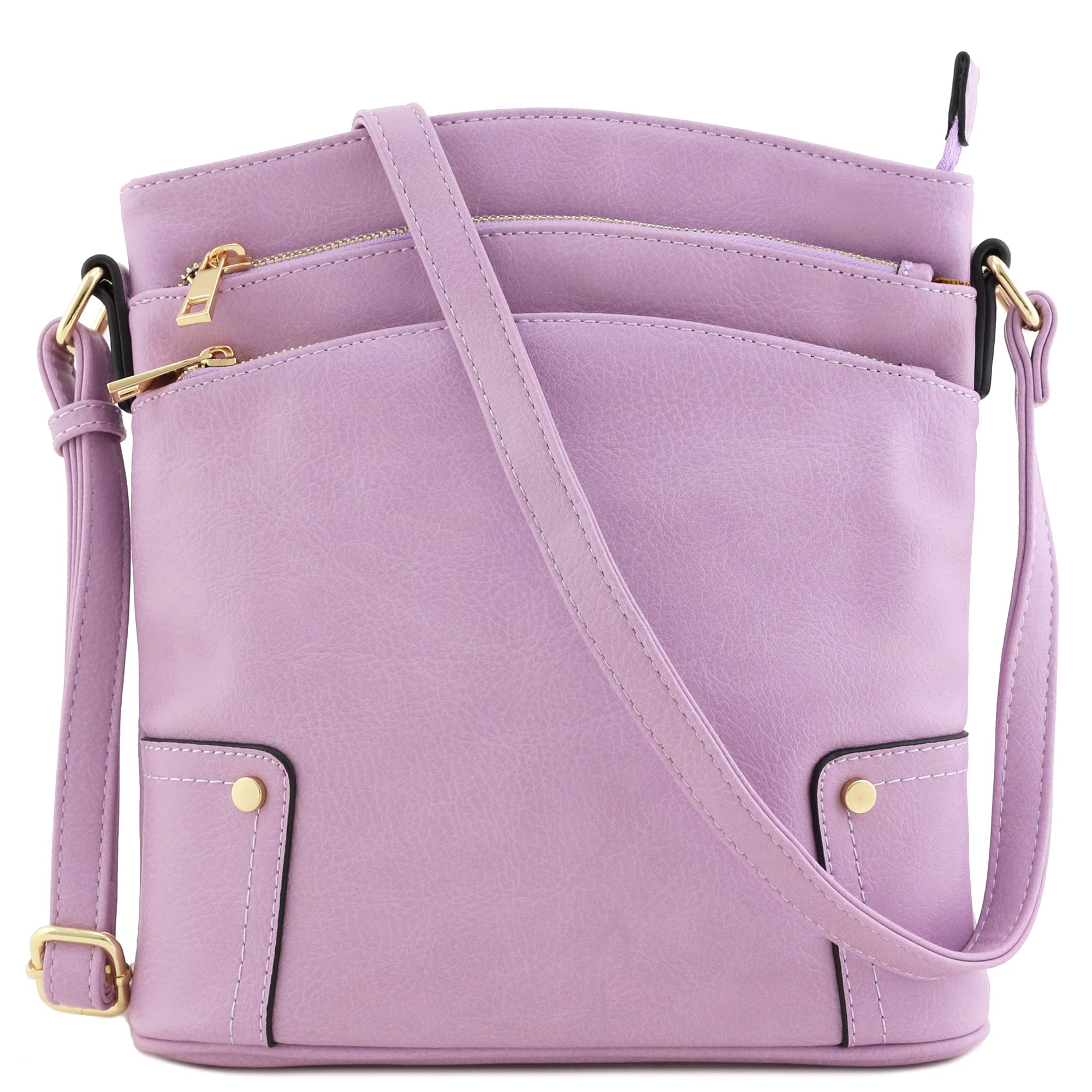 ALYSSA Triple Zip Pocket Large Crossbody Bag for Women - Stylish & Spacious Leather Shoulder Purse for Travel, Work & Everyday Use