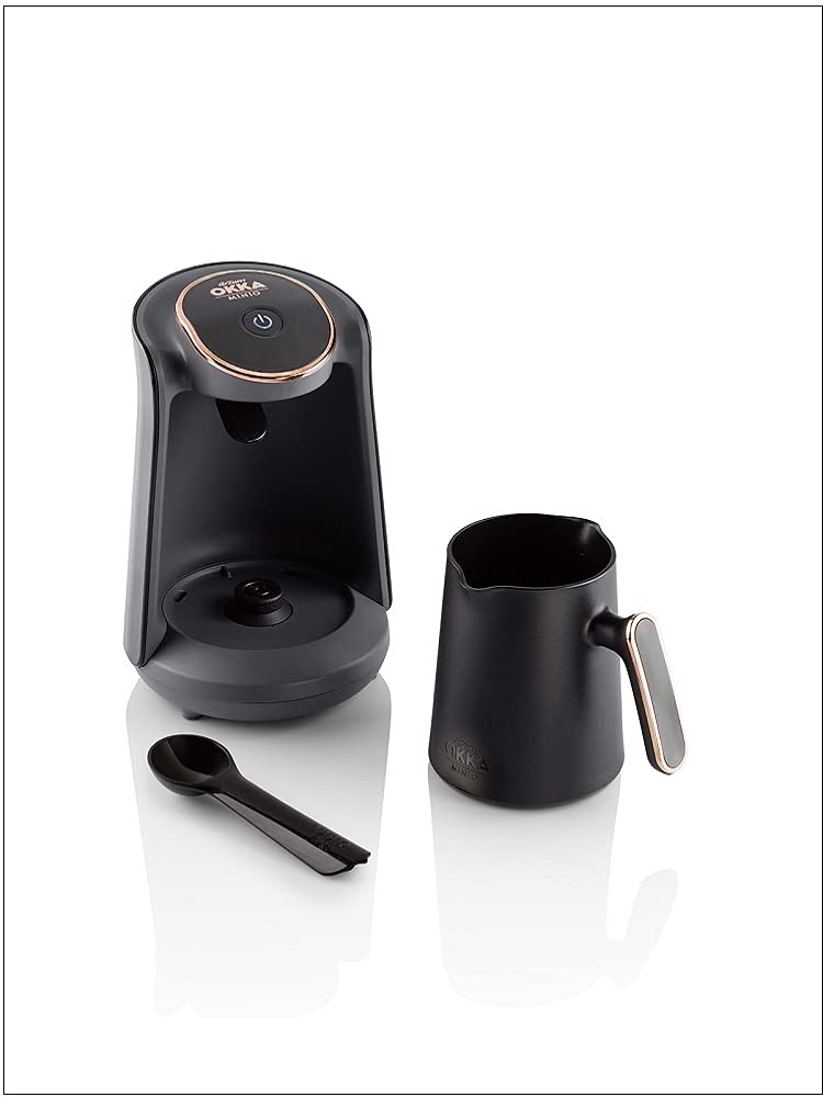 Arzum Okka Minio Automatic Turkish Greek Coffee Maker - 4 Cup Electric Coffee Machine for Home & Office - 120V UL Certified (Black/Gold) - Perfect for Traditional Coffee Lovers & Gift Giving