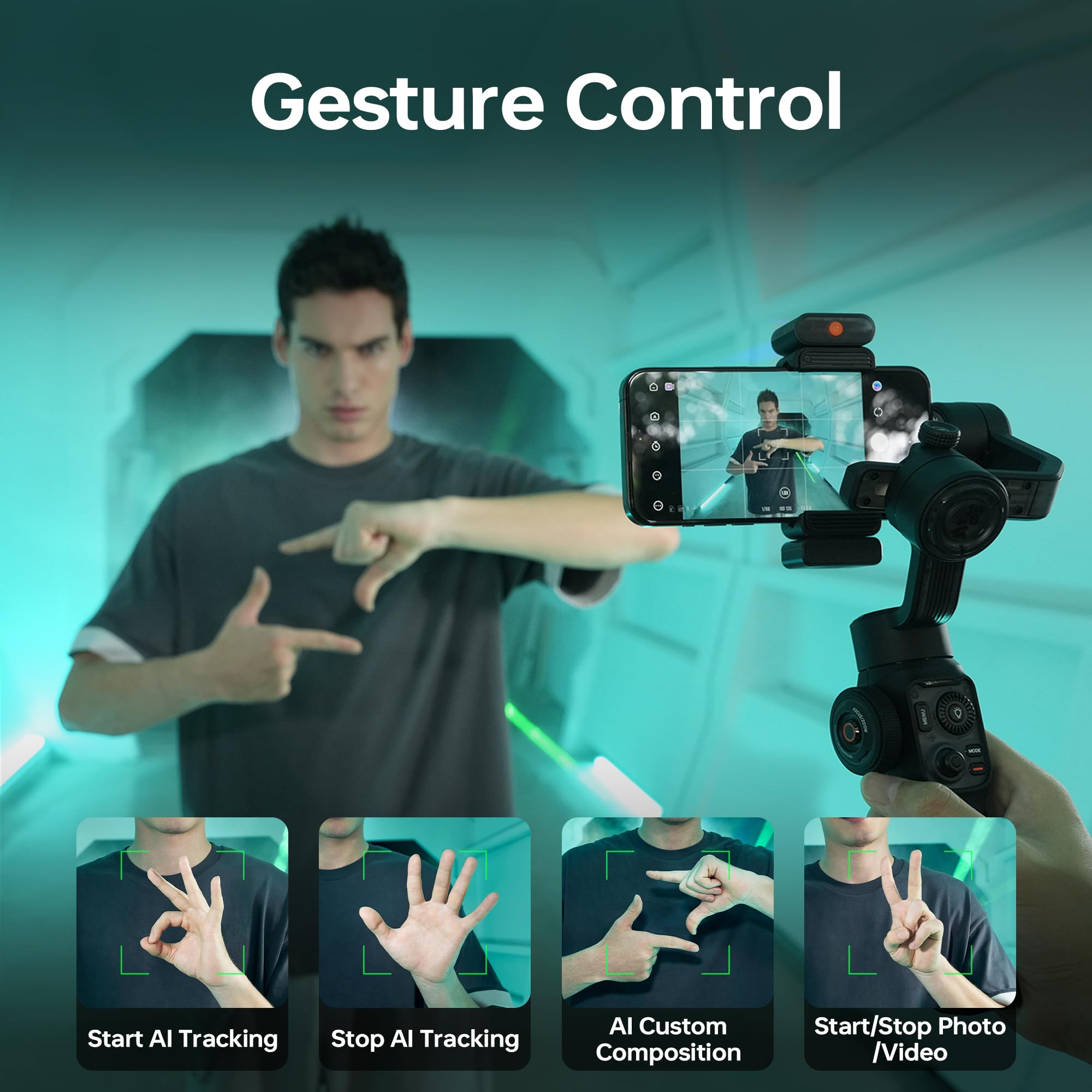 ZHIYUN Smooth 5S AI PRO 3-Axis Handheld Gimbal Stabilizer for Mirrorless Cameras (Sony A6600, A6100, Fujifilm, Canon M50, M5), GoPro Hero 10/9/8/7, iPhone 13/12 Max - Perfect for Vlogging, Travel Filming & Content Creation