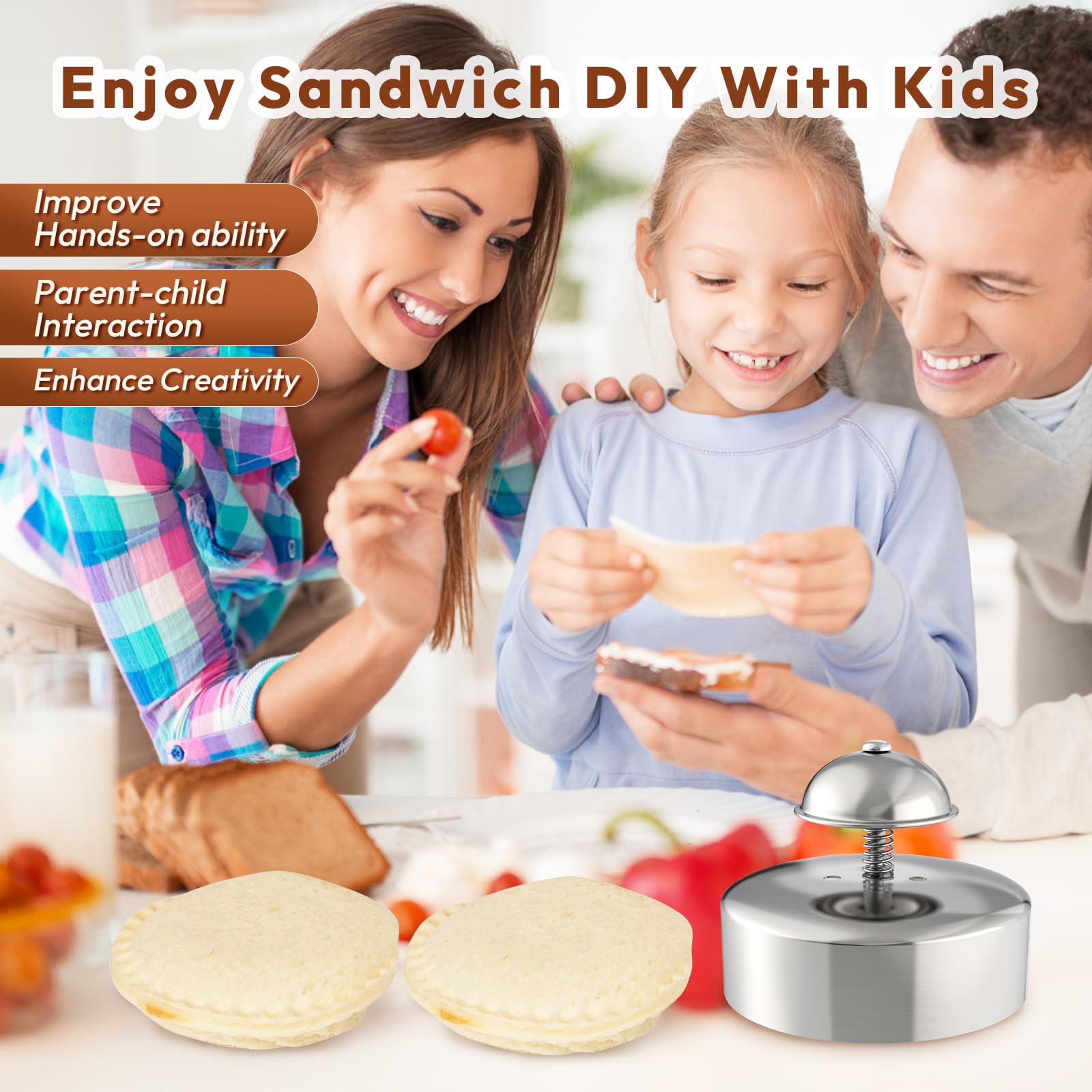 Best Sandwich Cutter & Sealer for Kids - Uncrustables PB&J Maker Tool, Perfect for Peanut Butter & Jelly Sandwiches - Great for School Lunches, Thanksgiving & Christmas Meals