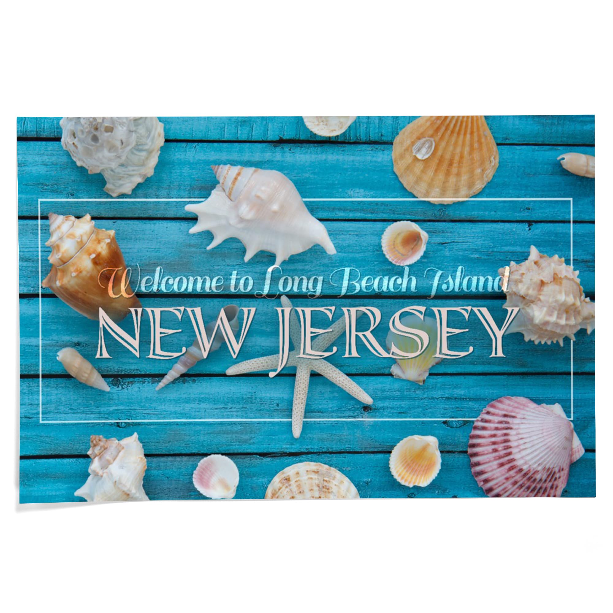 Lantern Press 24x36 Inch Giclee Art Print - Long Beach Island New Jersey Coastal Wall Decor | Welcome to Long Beach Island Seashells Beach House Art | Perfect for Living Room, Bedroom & Coastal Home Decor