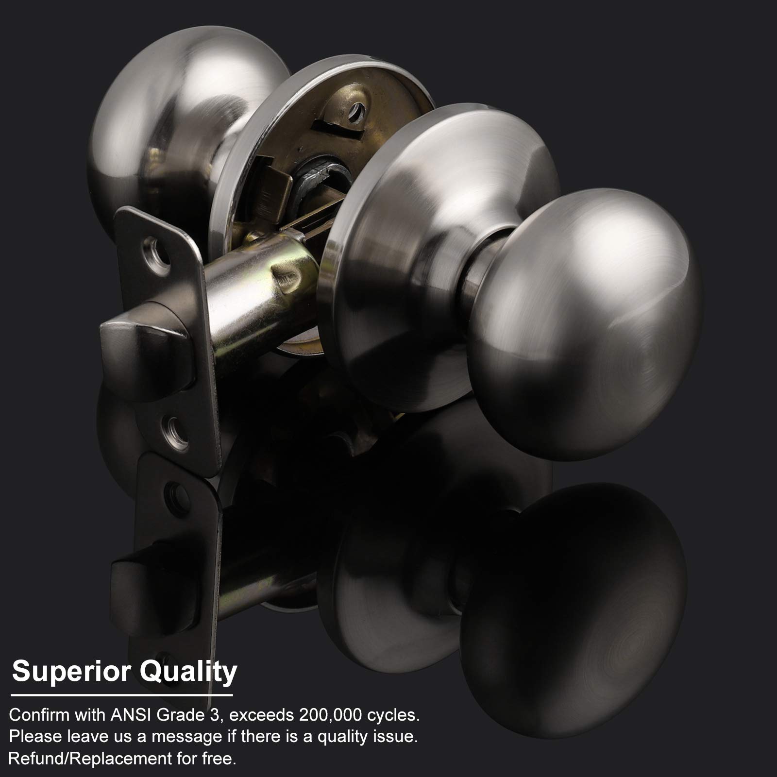 6 Pack Passage Door Knob Sets - Round Interior Door Handles Without Keys - Perfect for Hallways, Closets & Bedrooms - Smooth Operation & Easy Installation