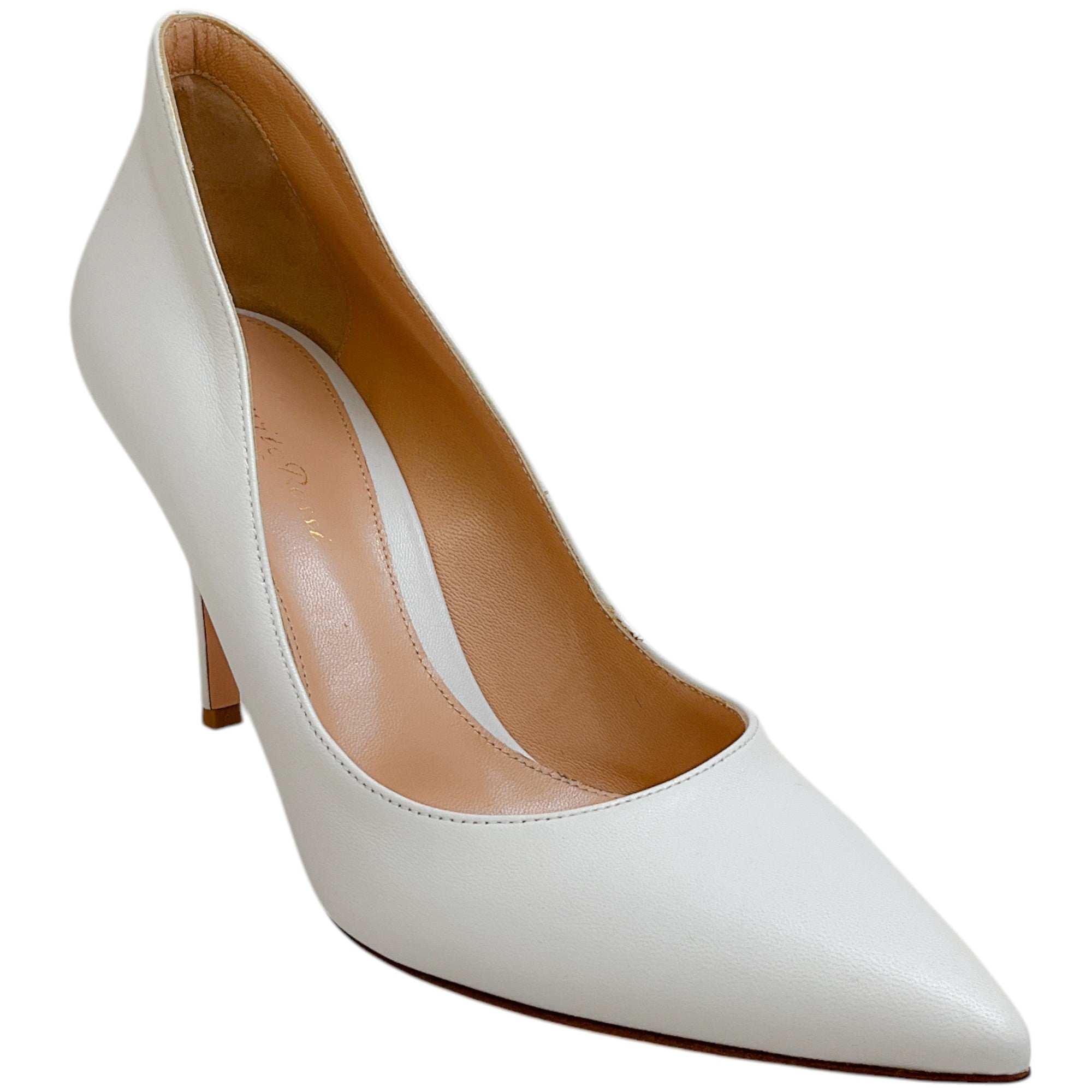 Gianvito Rossi Women's White Leather Ellipsis 85mm Pumps - Elegant High Heels for Office, Party & Special Occasions