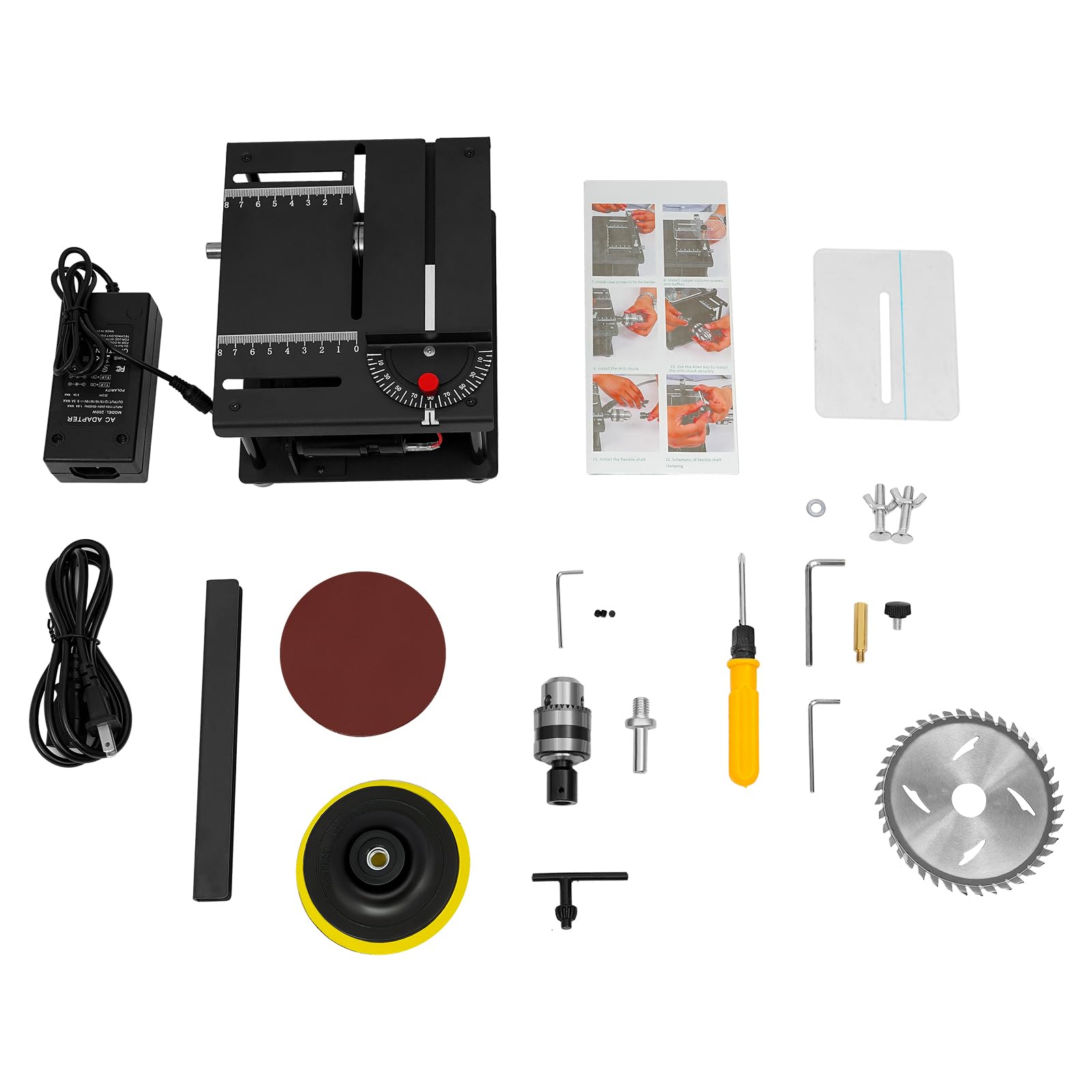 200W 8500RPM Mini Table Saw for Crafts - Multi-Functional Cutting Bench with Speed Regulation | Perfect for Woodworking, DIY Projects & Home Renovations