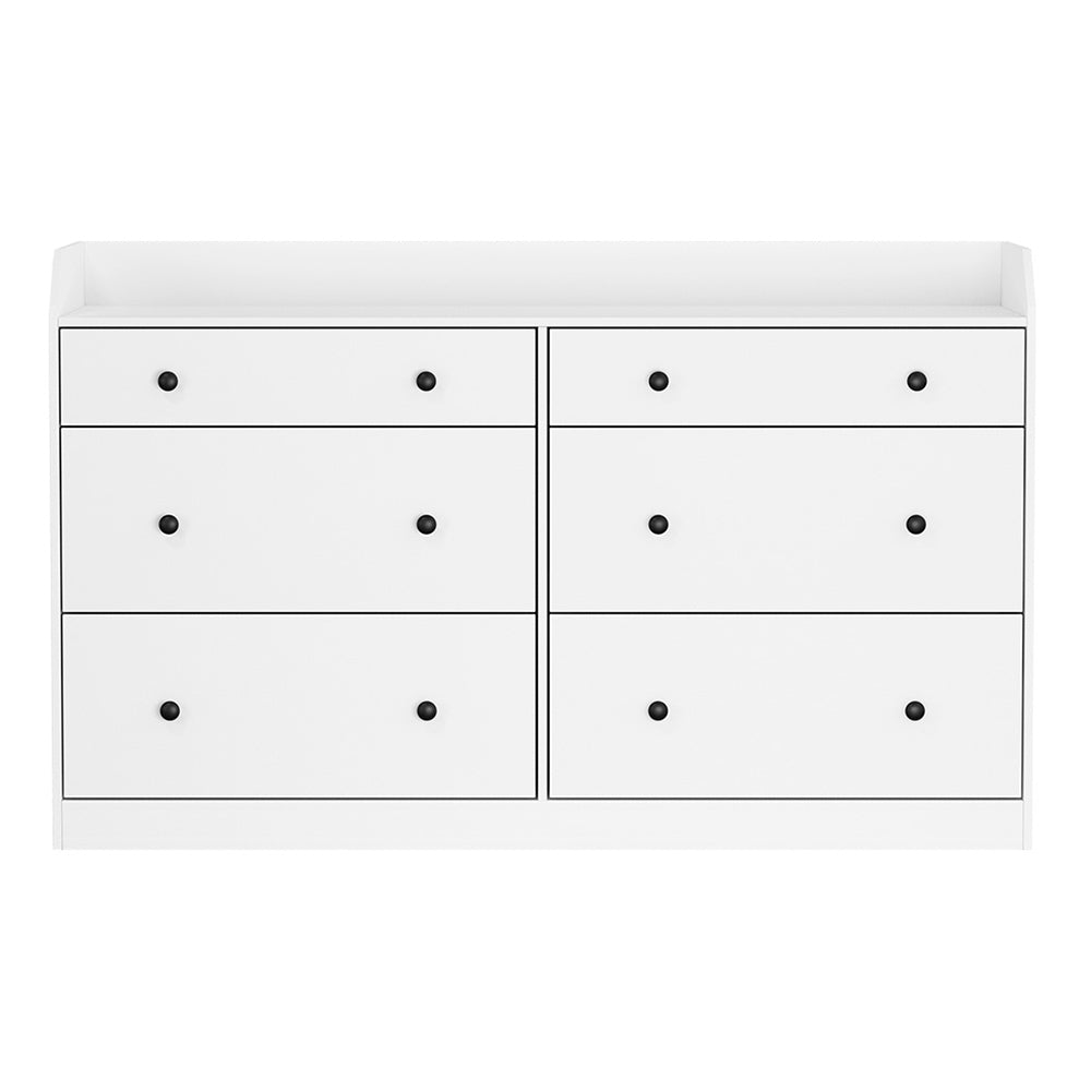 6-Drawer Chest Dresser in White - PETE Collection | Modern Bedroom Storage & Organization Solution