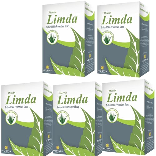 Morvin Limda Neem & Aloe Vera Soap - Natural Skin Protection Bar (75g x 5 Pack) | Gentle Cleansing for Acne, Eczema & Sensitive Skin | Daily Face & Body Wash for Healthy Glow