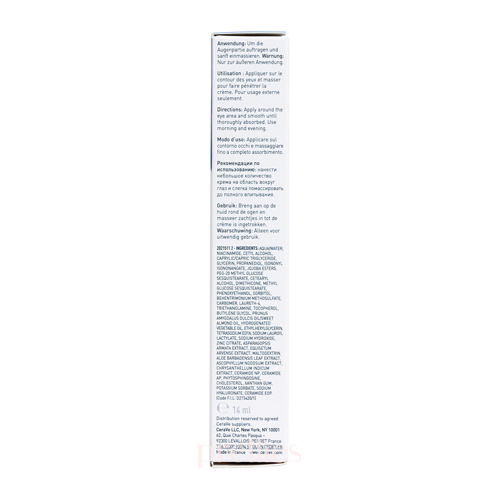 CeraVe Eye Repair Cream 14ml - Hydrating Under Eye Treatment for Dark Circles & Puffiness - Day & Night Use for Sensitive Skin | Perfect for Travel & Daily Skincare Routine