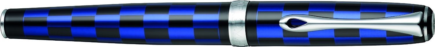 Diplomat Excellence A Rome Fountain Pen - Stainless Steel Finish, Fine Nib, Black & Blue - Perfect for Business Signatures, Journaling & Luxury Gift Giving