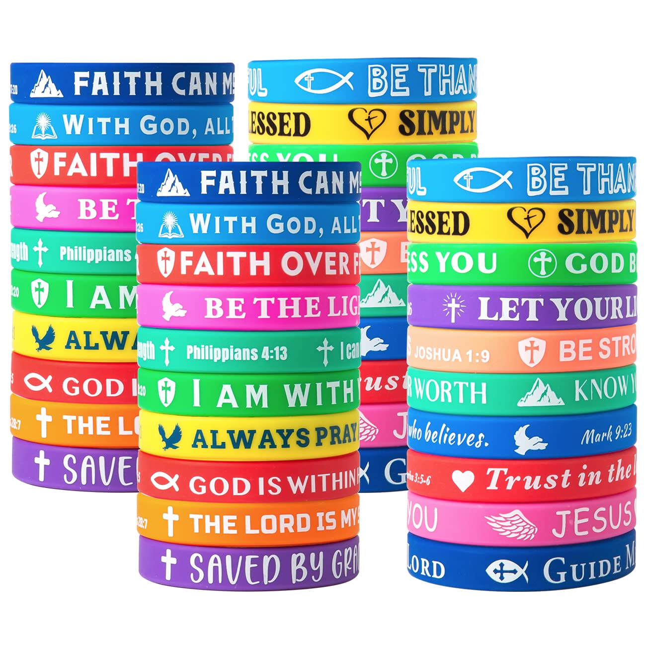 QEERBSIN Bible Verse Bracelets - Inspirational Silicone Wristbands with Scripture Quotes for Women, Men & Teens - 20 Colorful Styles - Perfect Christian Gifts for Church, Bible Study & Daily Encouragement