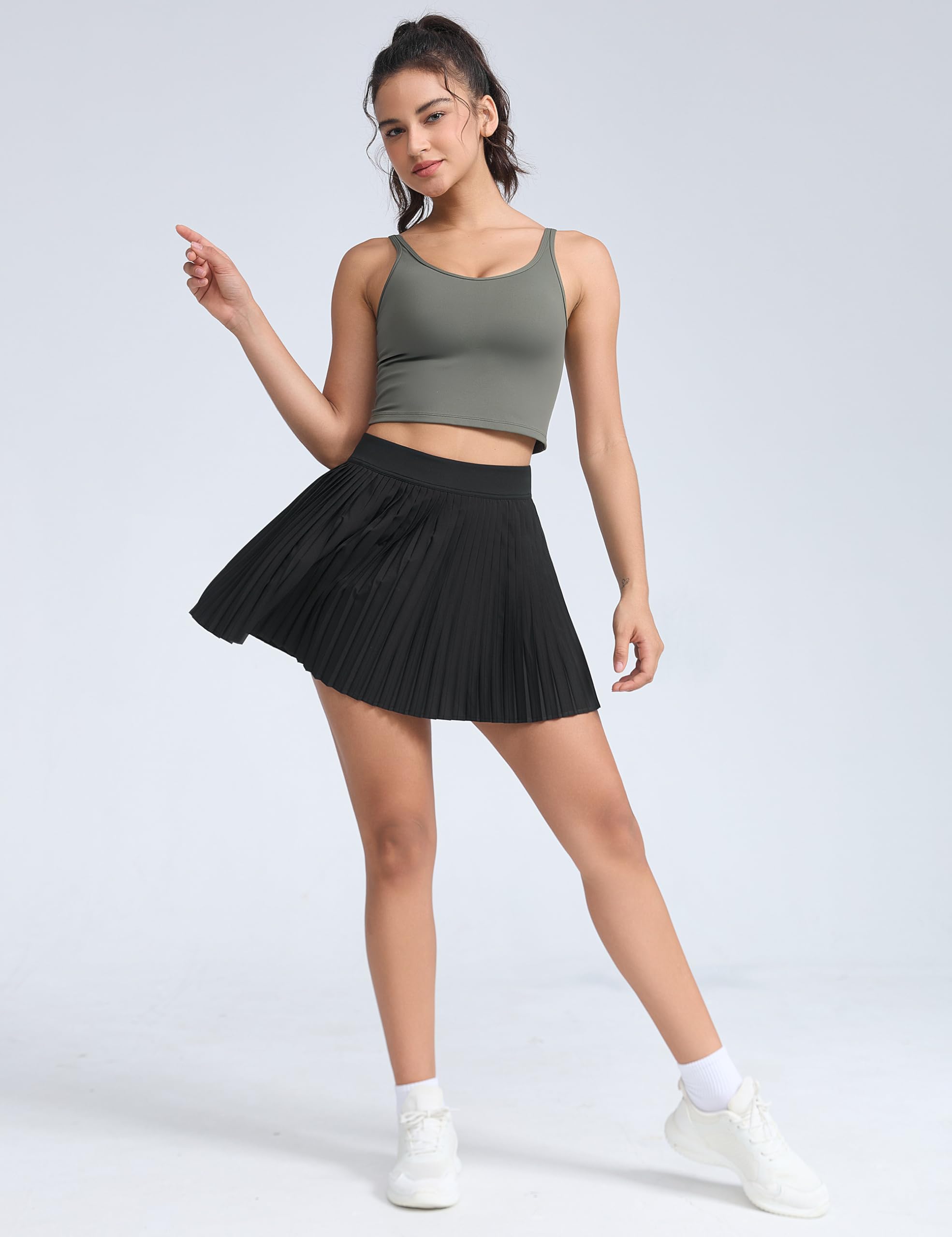 THE GYM PEOPLE Women's Pleated Tennis Skirt - Lightweight Workout Skort with Built-in Shorts & Pockets for Tennis, Golf, Running & Yoga | Comfortable Athletic Skirt for Women