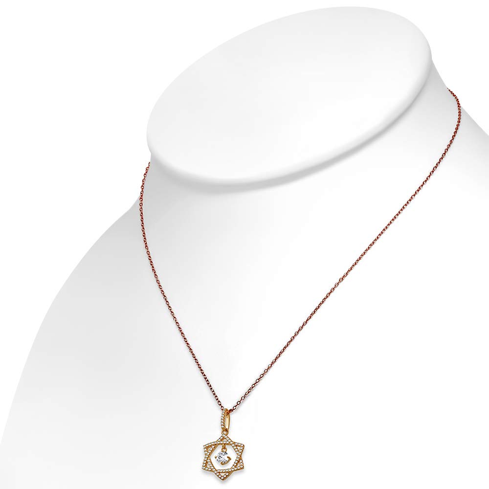 925 Sterling Silver White Clear CZ Star of David Pendant Necklace - 18