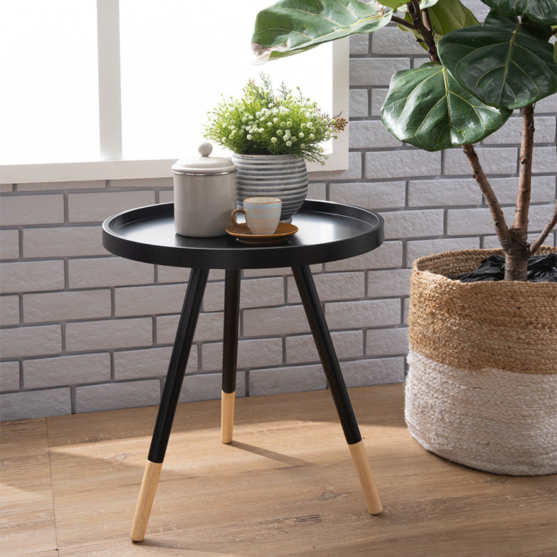 INNIS Modern Side Table - Black Nightstand for Bedroom, Living Room & Office - Small End Table with Sturdy Metal Frame & Sleek Design