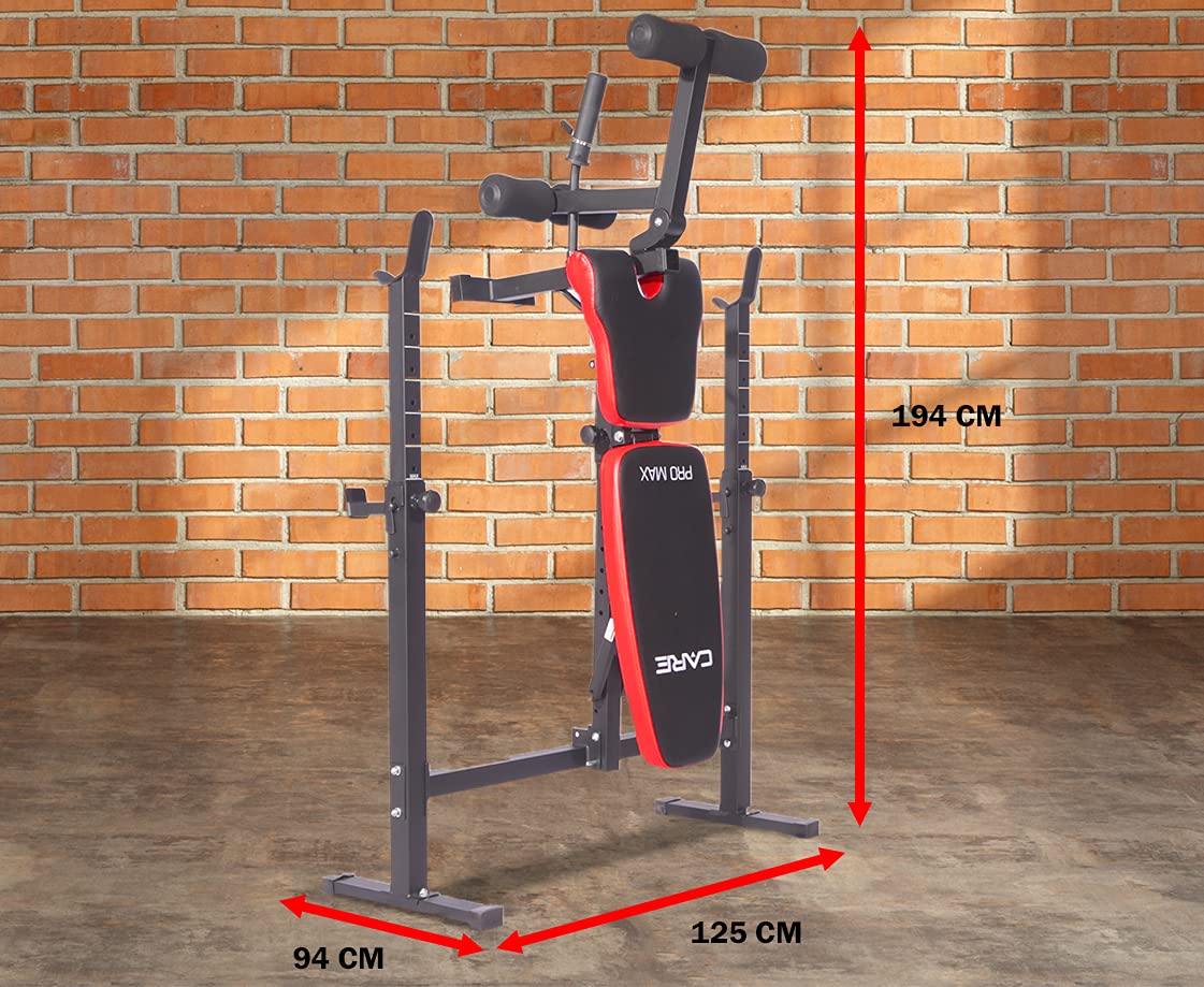 CARE FITNESS Pro Max Adjustable Folding Weight Bench - Full Body Home Gym Equipment for Abs, Chest & Strength Training - Compact & Space Saving for Small Home Workouts