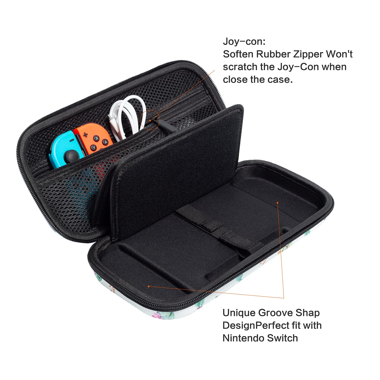 Lokigo Nintendo Switch/Switch OLED Carry Case - Portable Travel Carrying Case with 16 Game Card Slots for Console & Accessories - Cactus Design - Perfect for Gaming On-The-Go, Travel, and Storage Protection