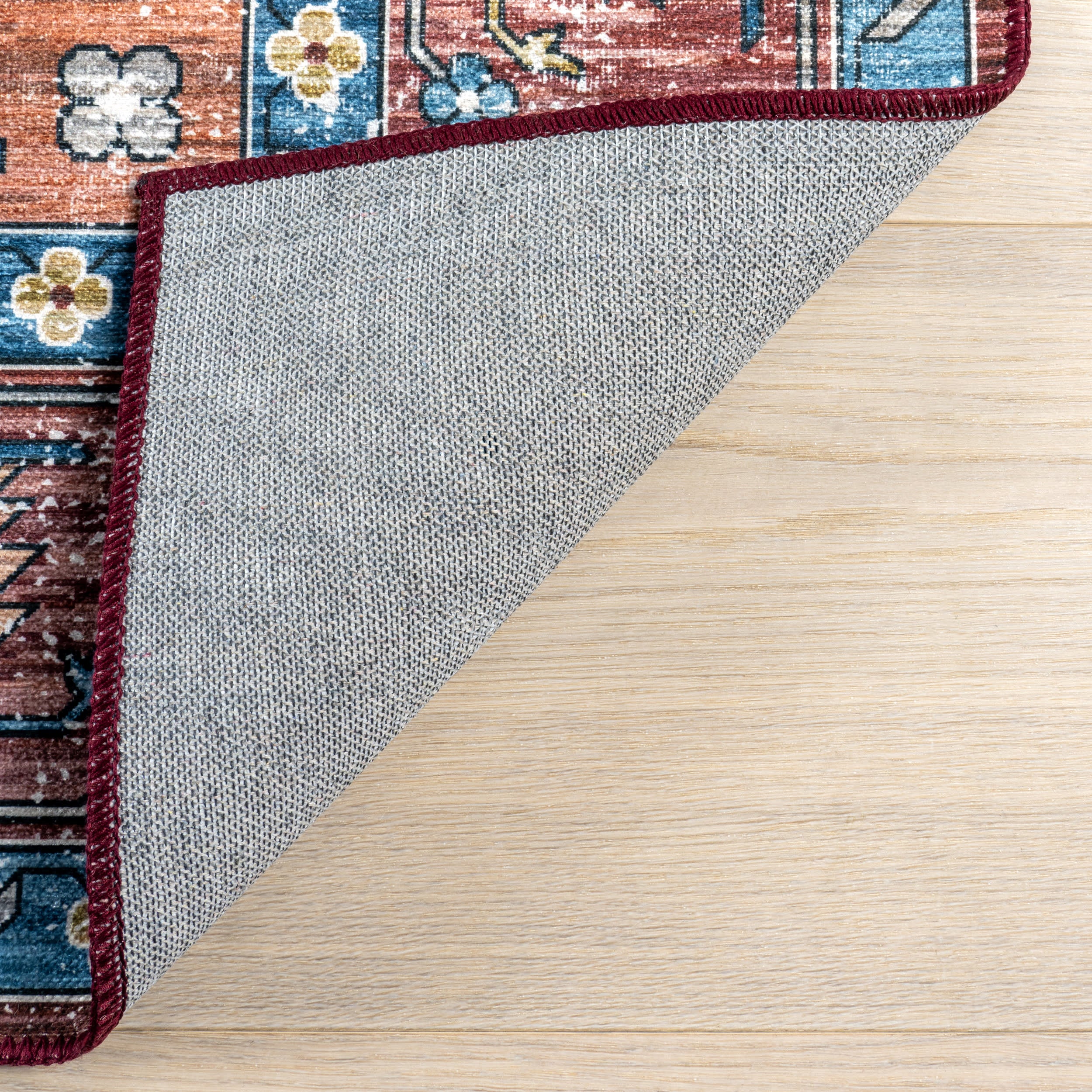 Castle Medallion Spill Proof Washable Rug - Non-Slip Stain Resistant Indoor/Outdoor Area Rug for Living Room, Bedroom, Kitchen, Patio - Rust Color
