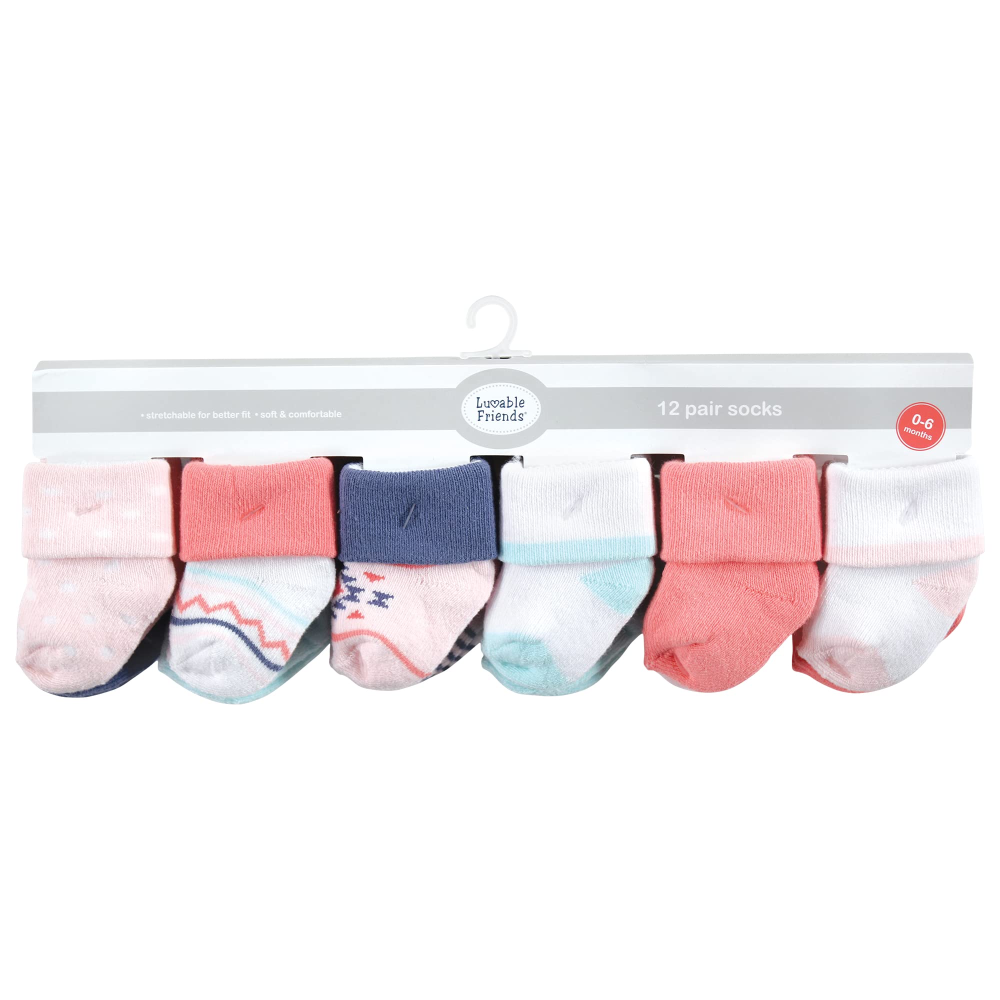 Luvable Friends Soft Terry Baby Socks for Newborns & Infants - Cozy & Breathable for Everyday Wear, Playtime, and Nursery