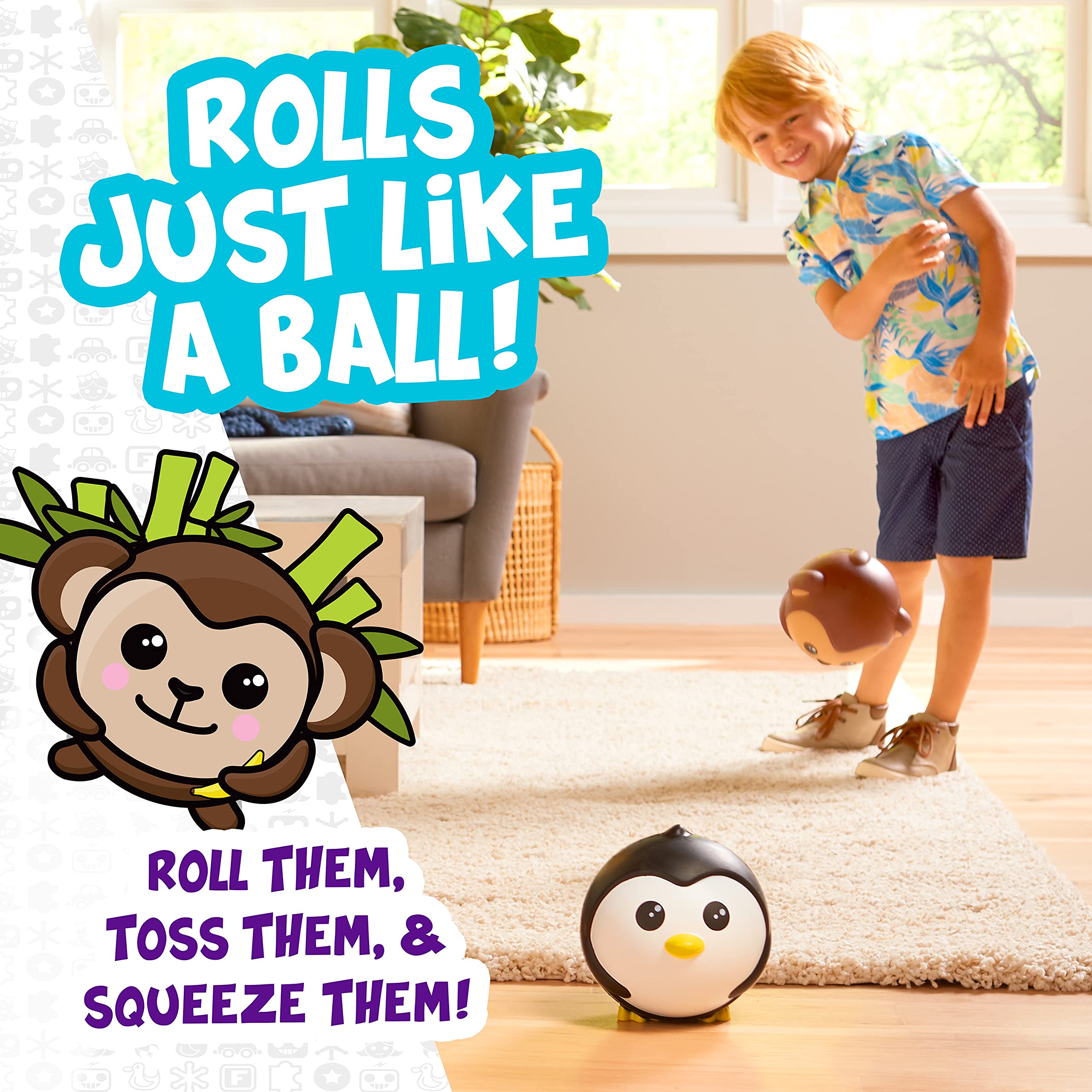 Franklin Sports Animal Ball Friends - 6 Inch Soft Foam Balls for Kids - Marcus Monkey Plush Toy - Squishy & Safe Toddler Ball - Perfect for Indoor Play, Learning, and Sensory Development