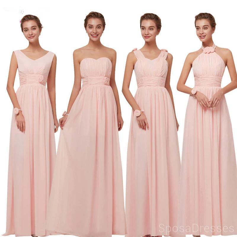 Elegant Mismatched Blush Pink Chiffon Bridesmaid Dresses - WG629 | Affordable Wedding Party Attire for Bridal Shower, Bachelorette & Formal Events