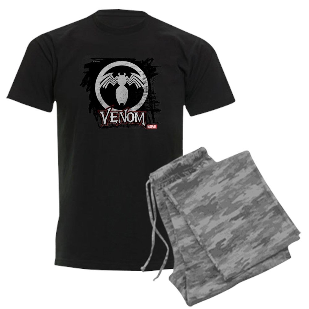 Venom Chalk Print Men's Dark Pajama Set - Soft Cotton Sleepwear for Movie Nights & Lounge Wear