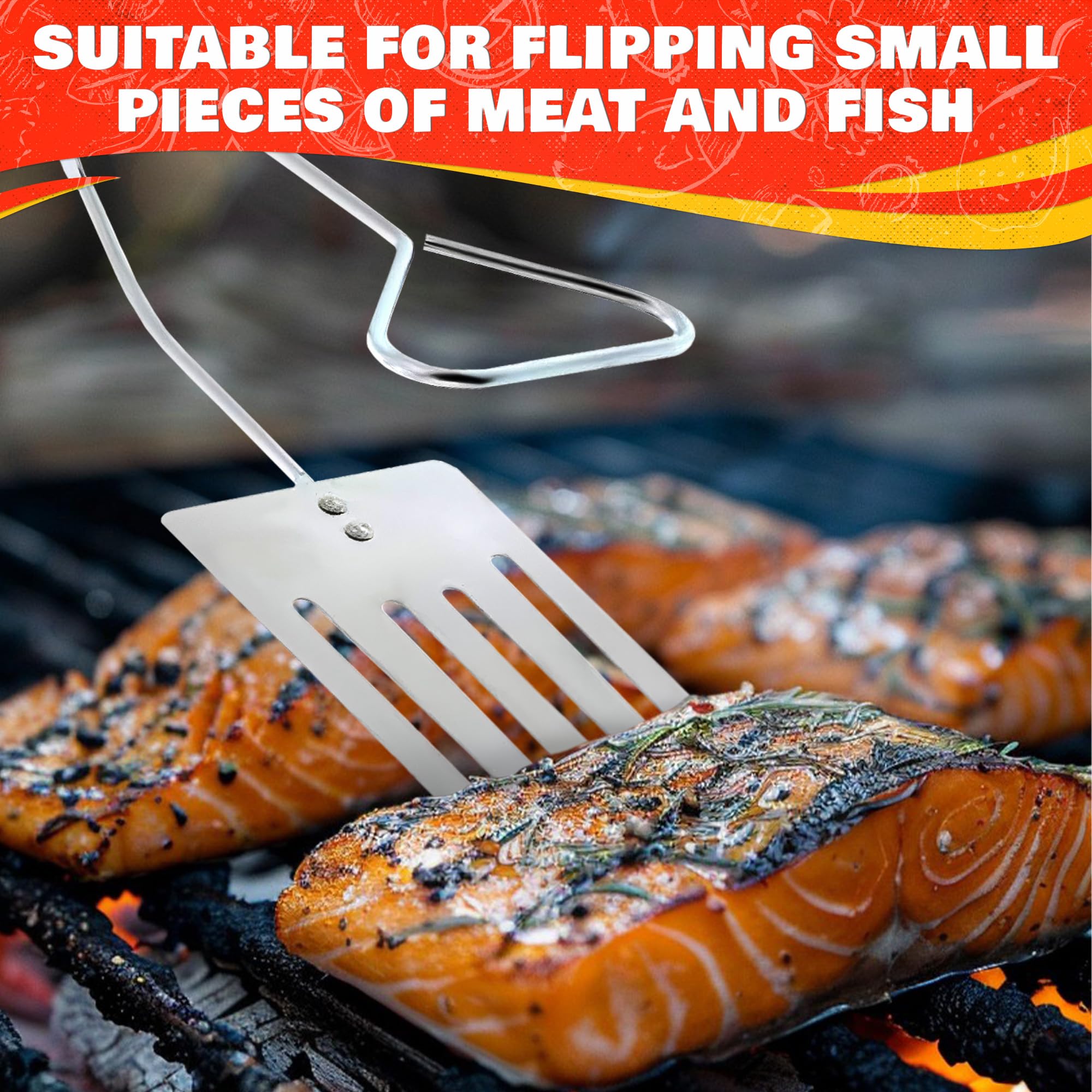 Stainless Steel BBQ Grill Tongs & Spatula Set - 2-in-1 Long Handle Cooking Tools for Outdoor Grilling, Camping & Backyard Barbecues - Durable Metal Kitchen Utensils for Flipping, Turning & Serving Food