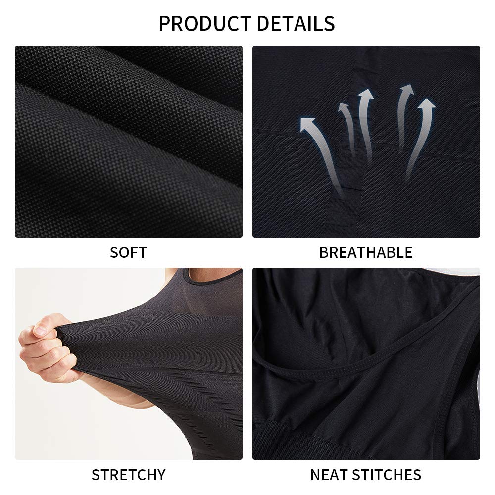 Men's Slimming Compression Shirts with Zipper - Body Shaper Shapewear for Workout, Gym & Everyday Wear