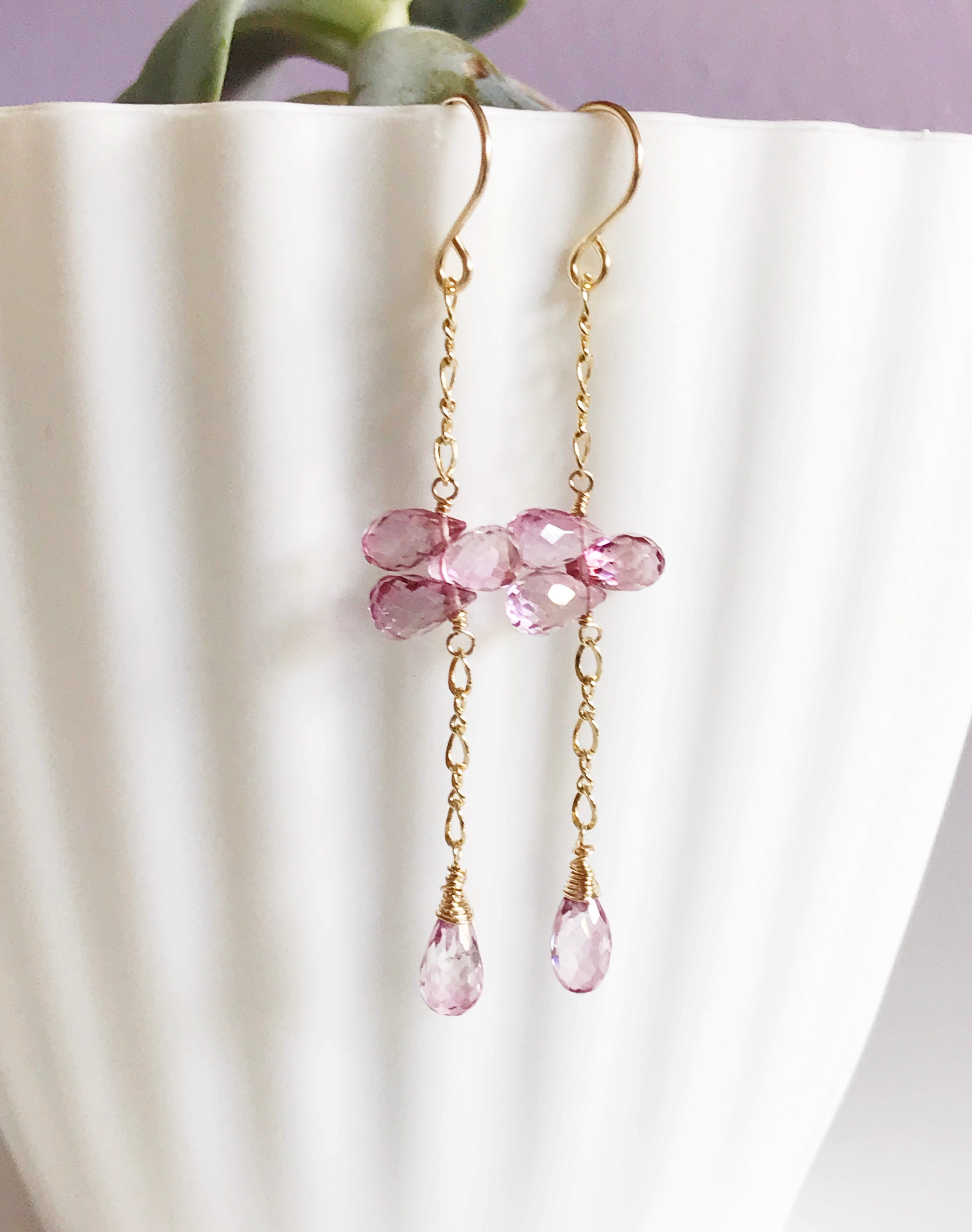 LEILA Pink Topaz Earrings for Women - Elegant Rose Gold Stud Earrings (E452) | Perfect for Weddings, Parties & Everyday Wear