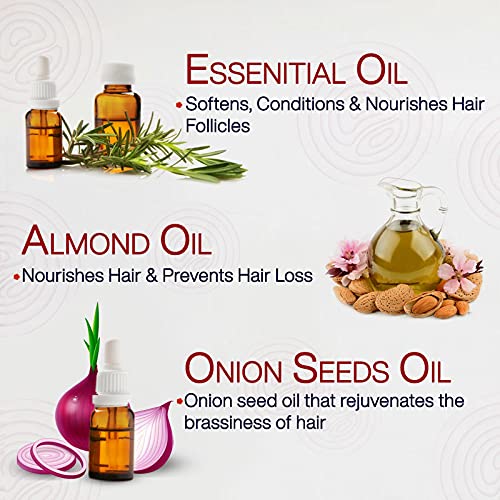 NutriGlow NATURAL'S Red Onion Seed Hair Oil for Hair Growth & Fall Control - Anti-Dandruff Treatment for Stronger, Healthier Hair - 100ml Bottle - Perfect for Daily Scalp Massage & Overnight Hair Care