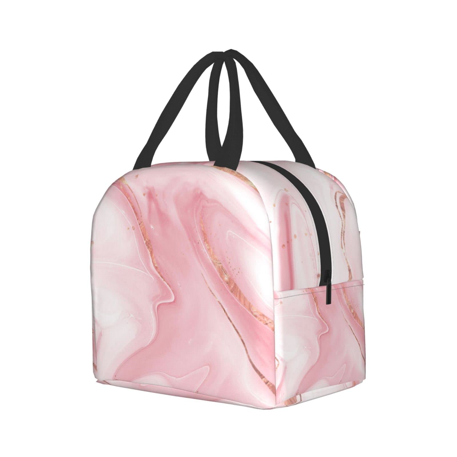 Premium Pink Marble Insulated Lunch Box - Reusable Thermal Lunch Bag for Women & Men, Leakproof Food Container for Office, School, Camping, Hiking, Picnic, Beach & Travel