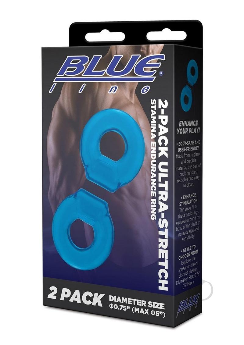 Blue Line Ultra Stretch Stamina Endurance Ring (2 Pack) - Premium Silicone Exercise Rings for Hand Grip Strength Training, Physical Therapy & Stress Relief - Perfect for Gym, Office & Home Workouts