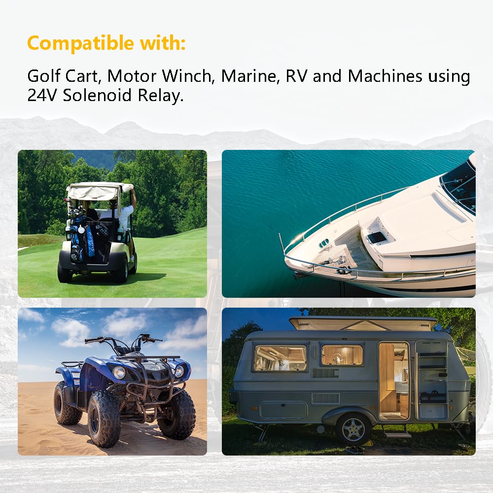 4 Terminal 24V DC Continuous Duty Solenoid Relay SPST Heavy Duty (Fits Golf Carts, Winches, Marine Applications) - OE# 5945-01-516-0446, 5945-00-081-9491, 0662565200754 | Perfect for Battery Isolation, Starter Circuits & Power Distribution