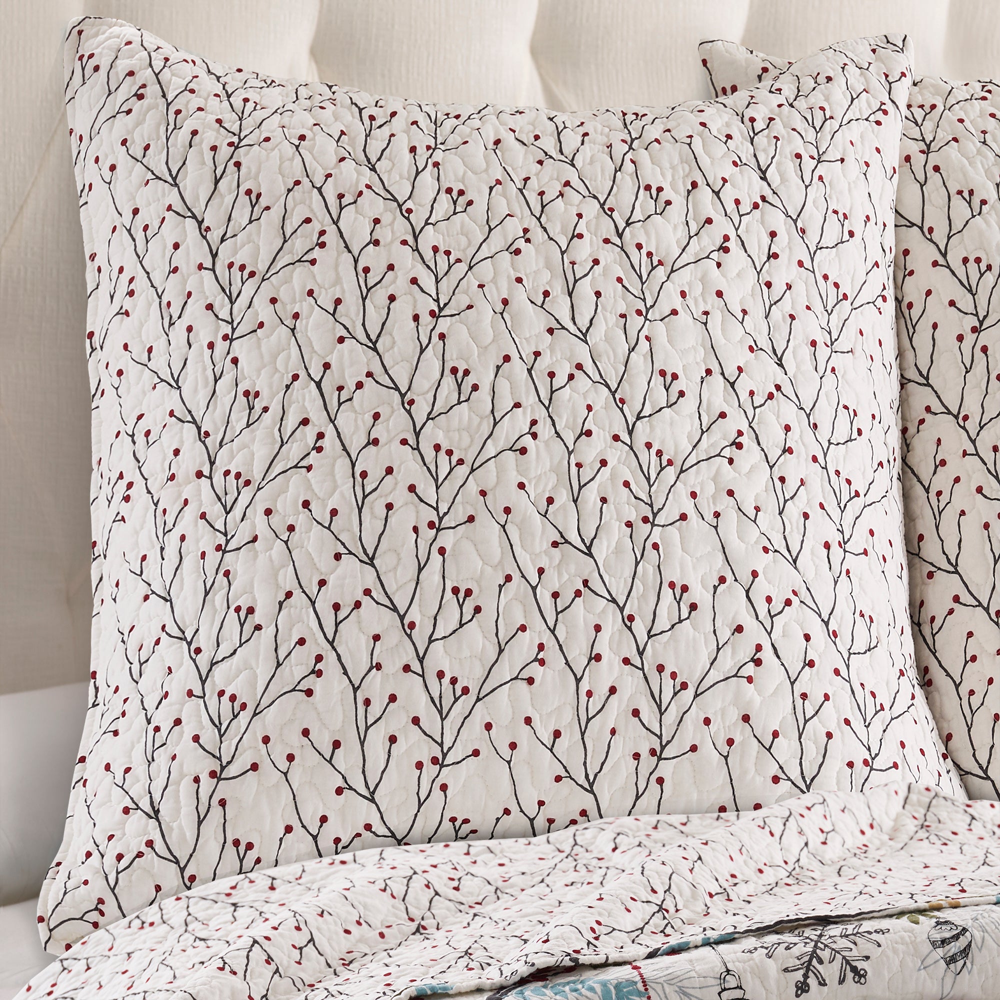 Holly Euro Sham Set - Premium Decorative Pillow Covers for Bedroom & Living Room - Elegant Home Decor for Sofa, Couch, and Guest Room Styling