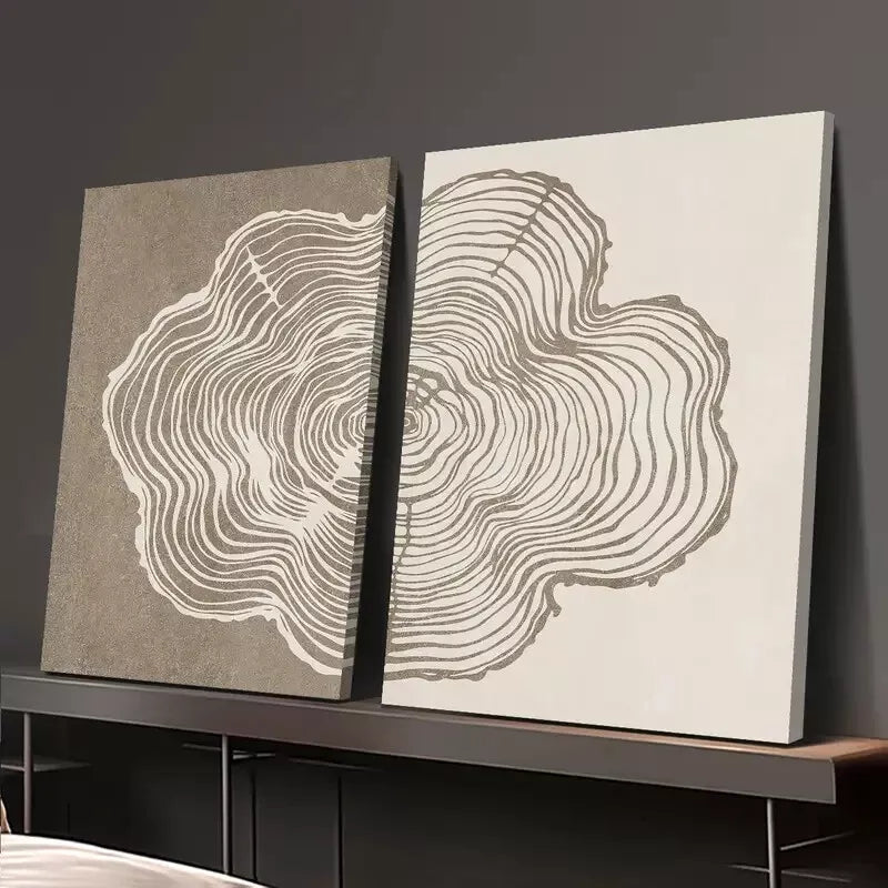 2Pcs Abstract Line Art Wood Texture Canvas Wall Art - 50x75cm Framed High Quality Print | 100% Australian Made | Ready to Hang | Perfect for Living Room, Bedroom & Office Decor