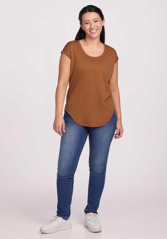 Gabi Tunic Top for Women - Sahara Dust Color Flowy Boho Blouse - Perfect for Casual Wear, Beach Cover-Up & Summer Outfits