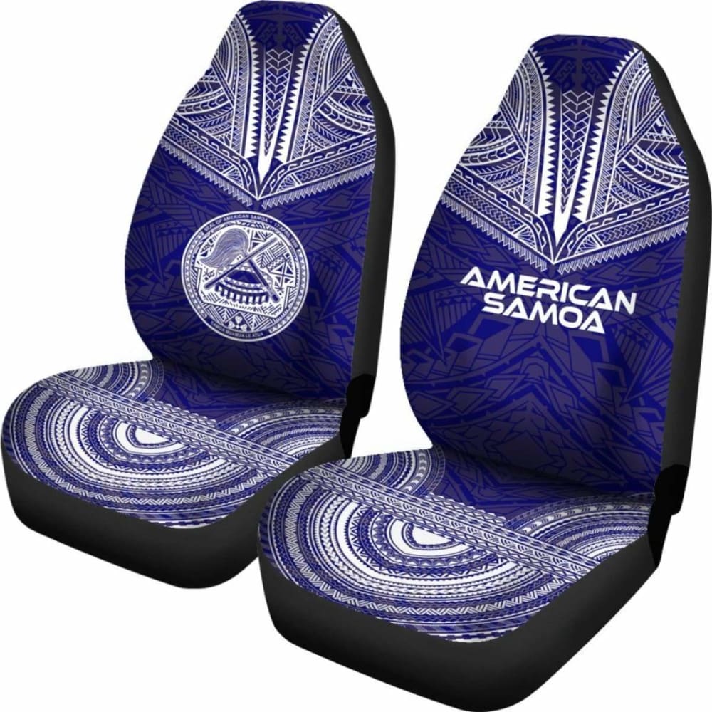 American Samoa Car Seat Cover with Polynesian Chief Tattoo Design - Red & Blue Version | Durable & Stylish Seat Protector for Cars, Trucks & SUVs | Perfect for Travel, Commuting & Family Road Trips