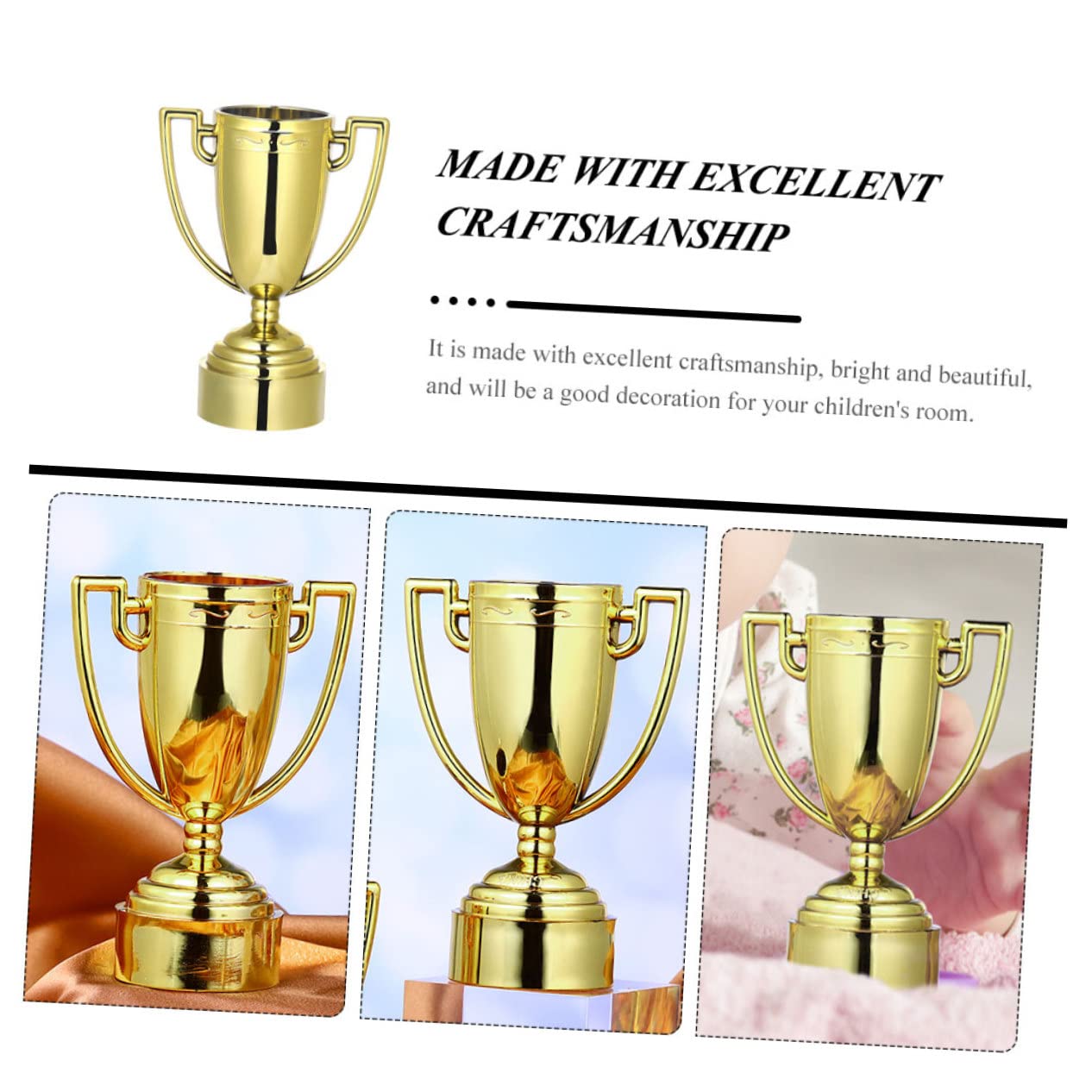Toddmomy 20-Piece Golden Plastic Trophy Toy Set for Kids - Perfect for Award Ceremonies, Classroom Rewards & Birthday Party Favors