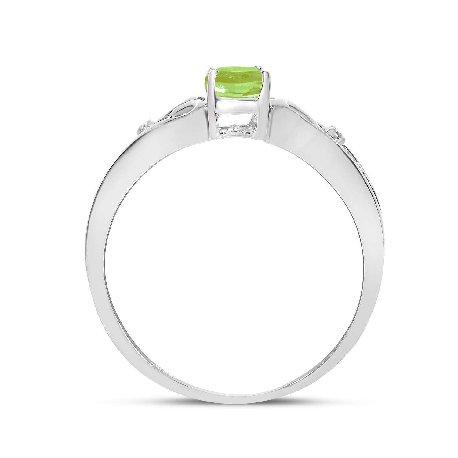 14K White Gold Oval Peridot & Diamond Engagement Ring for Women - Elegant Wedding, Anniversary & Promise Jewelry Gift