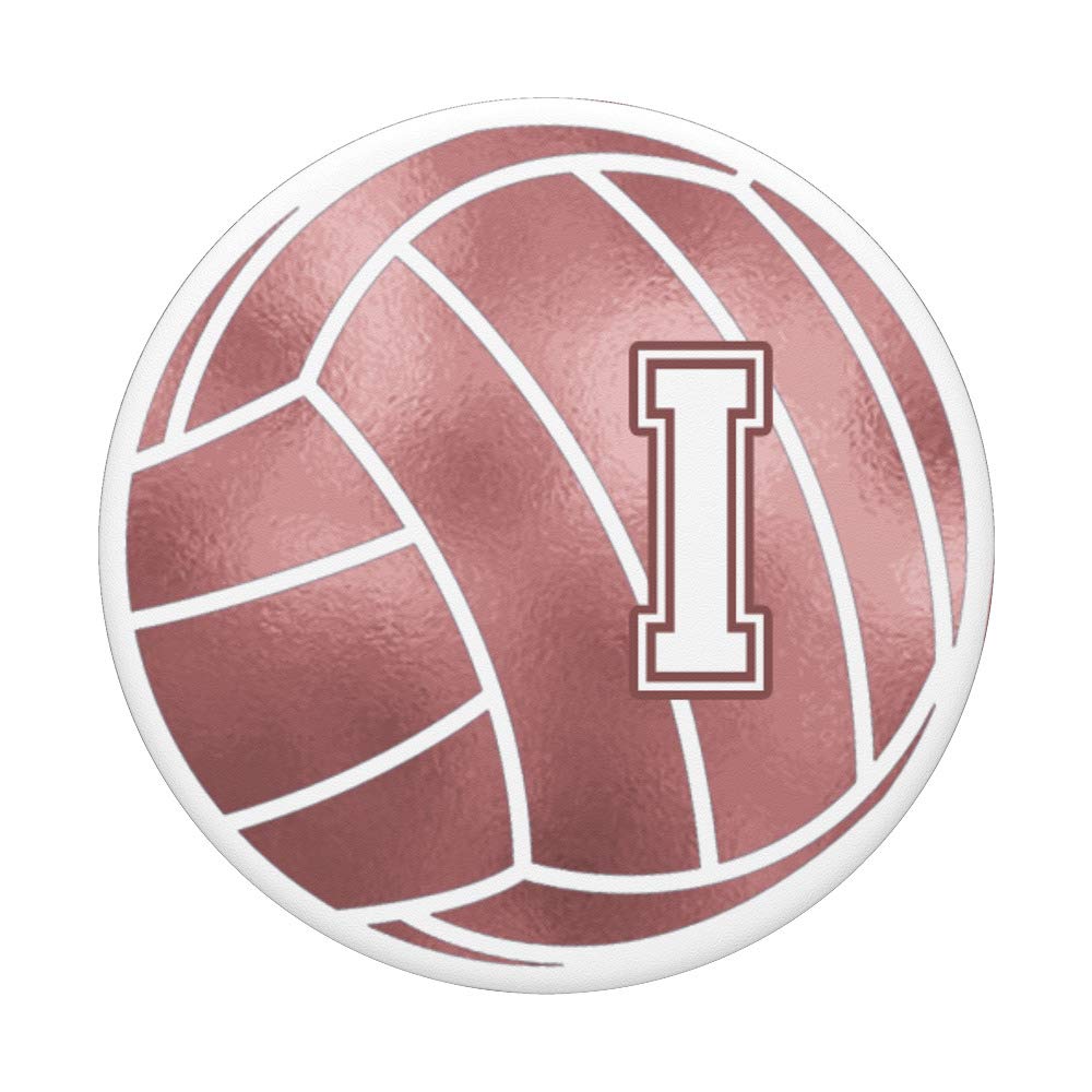 Rose Pink Volleyball Phone Grip - Personalized Name Starts with Letter I - Perfect Gift for Volleyball Players & Fans - Ideal for Games, Practice & Everyday Use