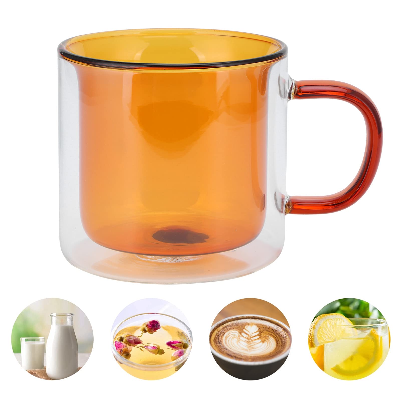 Premium 250ml Borosilicate Glass Coffee Mug - Double Wall Insulated Handmade Tea Cup for Hot & Cold Drinks - Perfect for Home, Office or Gifts (Yellow) - Enjoy Your Morning Coffee, Afternoon Tea or Late Night Milk