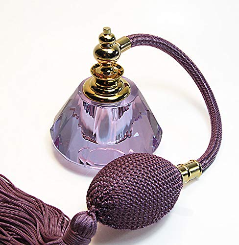 Premium Refillable Glass Perfume Atomizer Bottle with Bulb Sprayer & Tassel - Elegant Crystal Design for Travel, Purse & Home Fragrance Storage