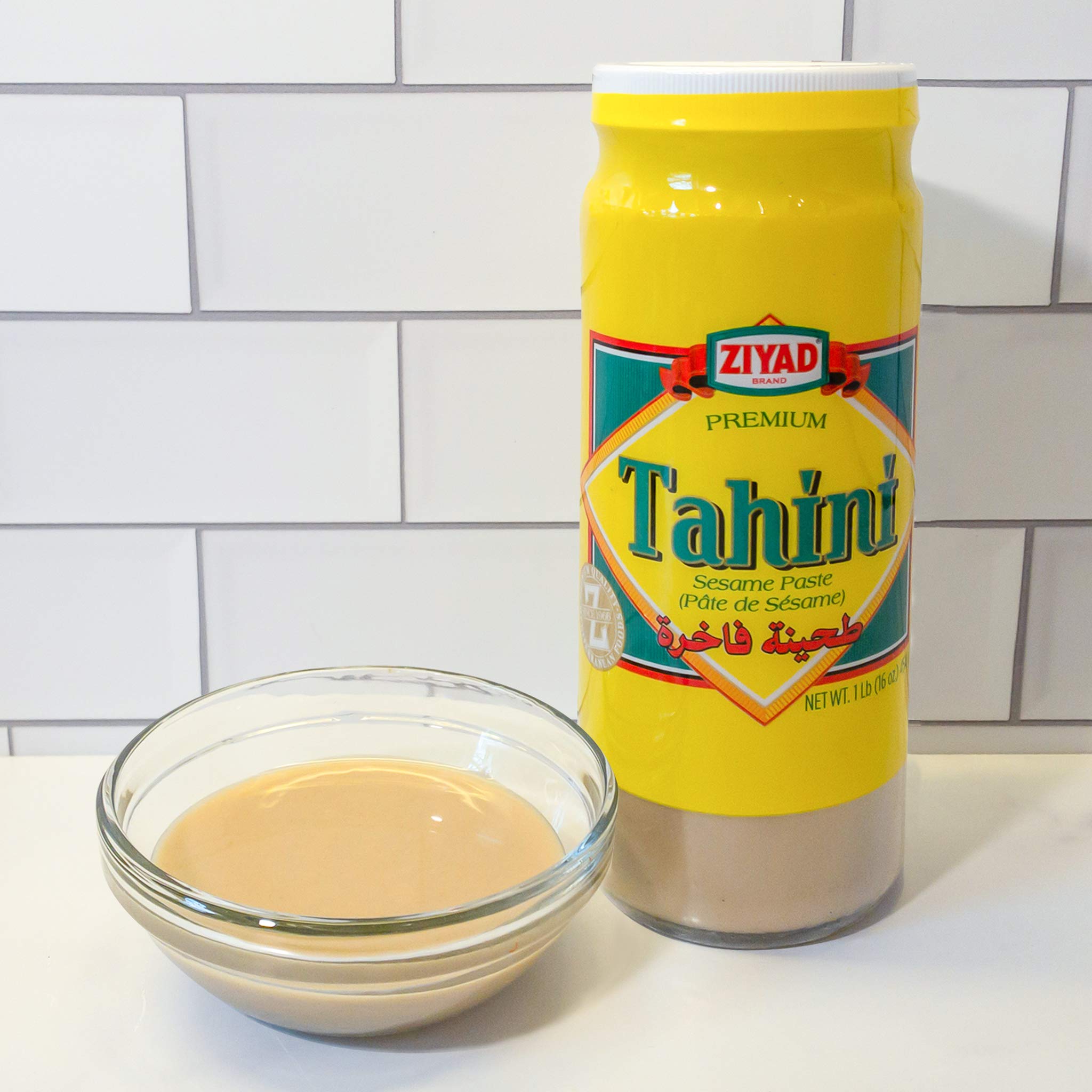 Premium Ziyad Tahini Sesame Paste - 100% Natural, No Additives or Preservatives - 16oz (Pack of 4) - Perfect for Hummus, Pita Bread, Salads, Dips & Middle Eastern Cuisine - Vegan & Gluten-Free